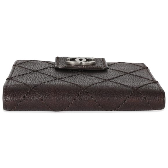 Chanel Brown Caviar Whipstitch Compact Wallet - Picture 5 of 7